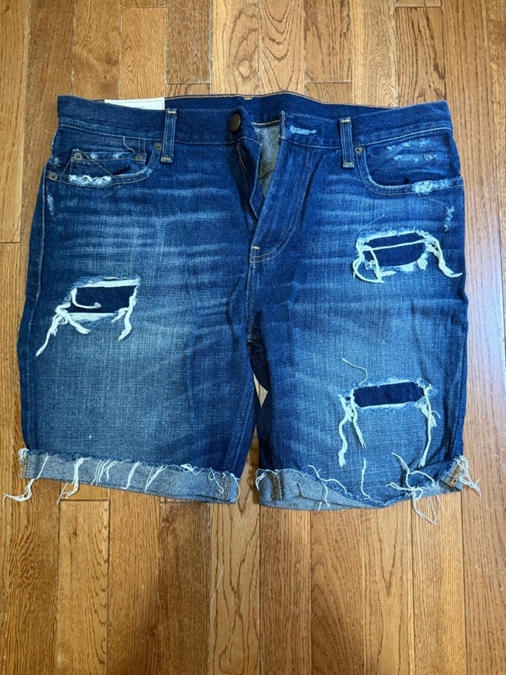 Hollister Ripped Dark Blue Denim Shorts